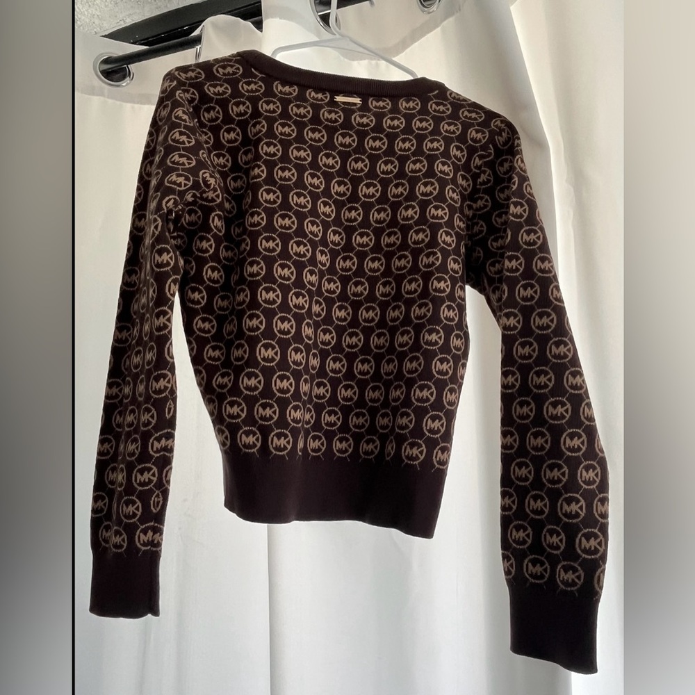 MICHAEL KORS chocolate and tan sweater, size Small. New, never been worn. - Picture 2 of 5